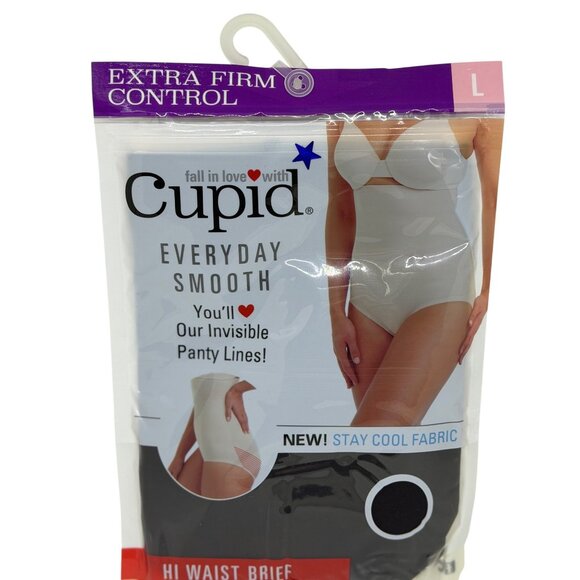 NWT Cupid Hi-Waist Brief Large Black Extra Firm Control Shaper Stay Cool Fabric - Picture 3 of 3